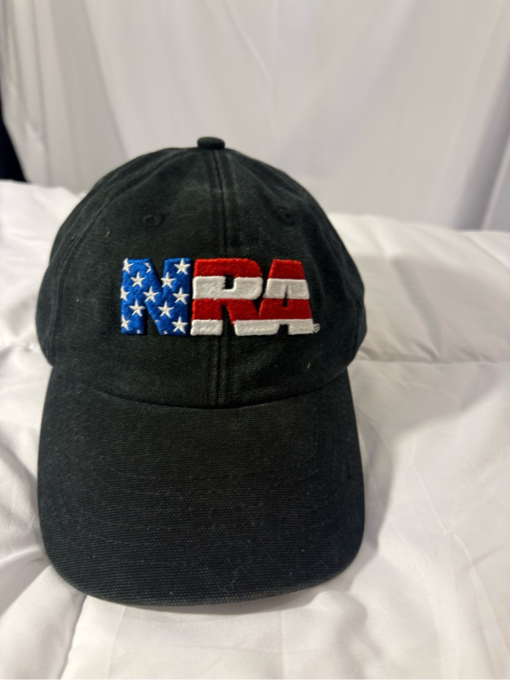 Black Baseball Cap with USA Flag 'NRA' Embroidery